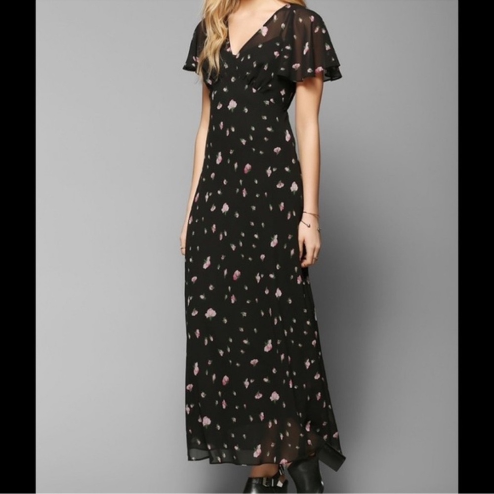 NWT Vintage Betsey Johnson Black Floral Maxi Dress